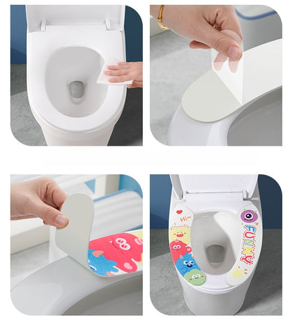 3PCS Bathroom Soft Thicker Warmer Warm waterproof Plush Stretchable Washable Cloth Toilet Seat Cover Pads