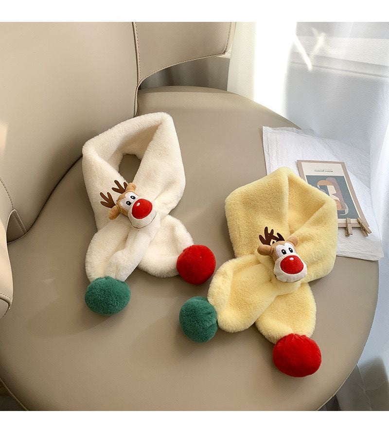 Kids Winter Beanie Scarf for 2-10 Years Old Boys Girls.Outdoor Warm Fleece Lined Thermal Knit Fluffy Pom (Christmas)