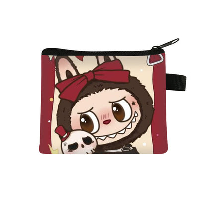 2 Pack Small Coin Purse, Cute Cartoon Wallet Mini Purse Holder for Women Girls Children, Oxford Pouch Small Change Bag for Coin, Credit Card, ID Card, Keys, Lipstick (Labubu)