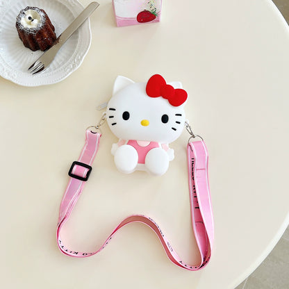 Kids Purse Girls Silicone Mini Children's Coin Purse Cute Cartoon Shoulder Bag Crossbody Bag Accessories Bags Adjustable Strap for Kids Gift Travel Holiday (Kitty)