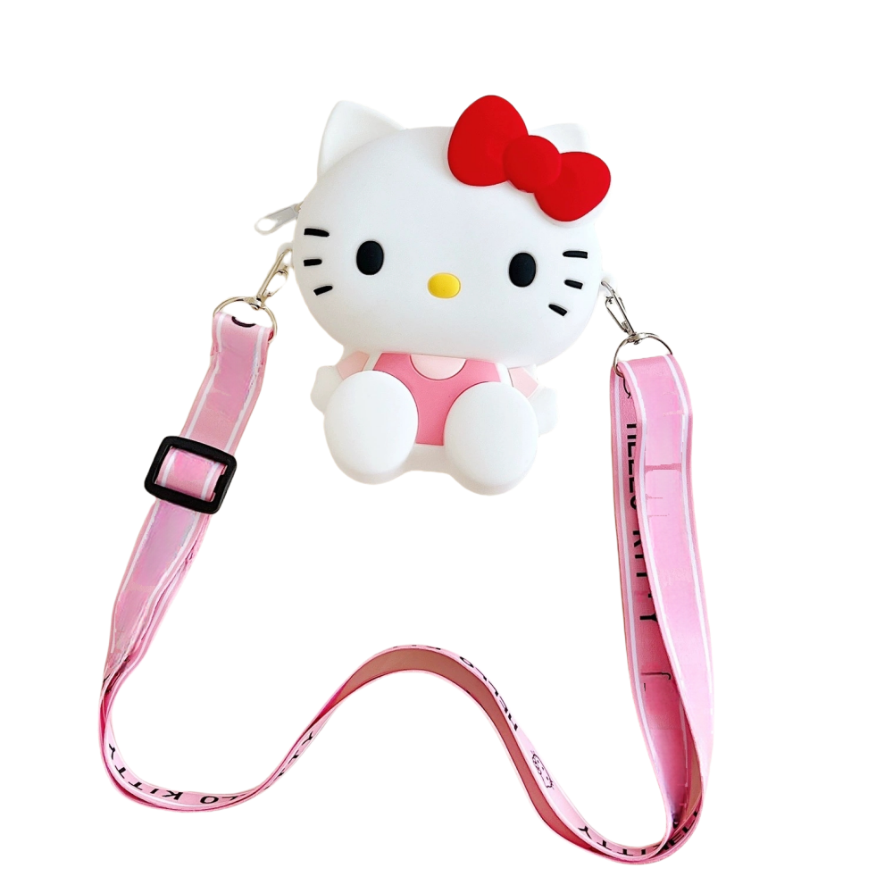 Kids Purse Girls Silicone Mini Children's Coin Purse Cute Cartoon Shoulder Bag Crossbody Bag Accessories Bags Adjustable Strap for Kids Gift Travel Holiday (Kitty)