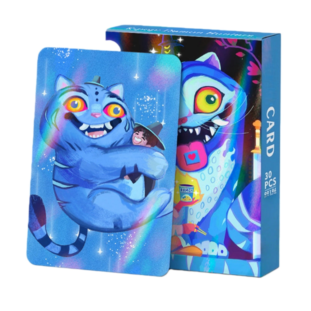 Kpop Hunters Photocards,Lomo card setwith free stickers,Waterproof Anime Character Collection Vinyl card postcards, gifts for Korean pop, anime lovers, girls (Cat 30pcs)