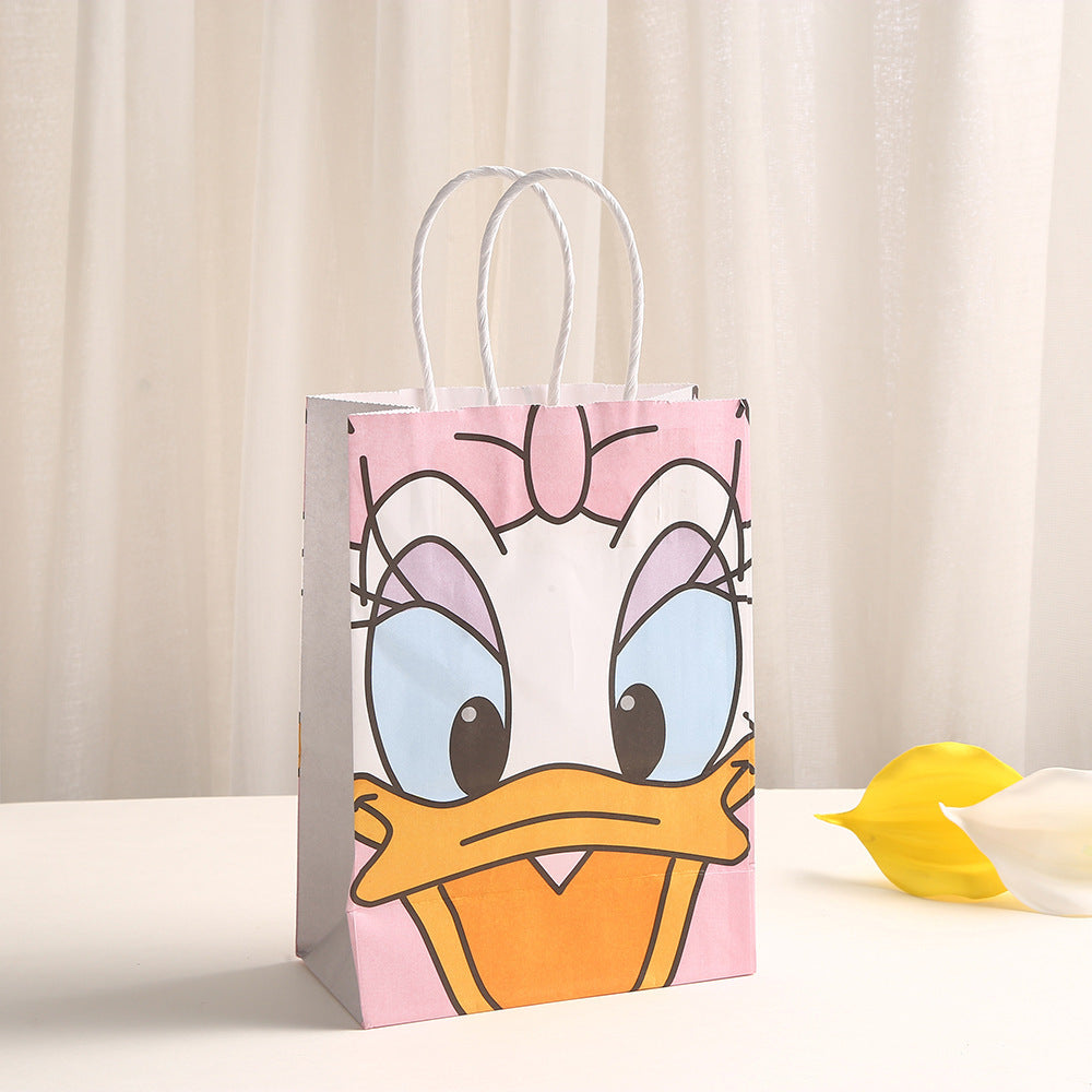 18 Pieces Princess Pink Kraft Paper for Girls Gifts Party FavorGoodie Bags Treat With Handle for Christmas,Birthday,and Celebrations Supplies (Mickey)
