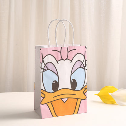 18 Pieces Princess Pink Kraft Paper for Girls Gifts Party FavorGoodie Bags Treat With Handle for Christmas,Birthday,and Celebrations Supplies (Mickey)