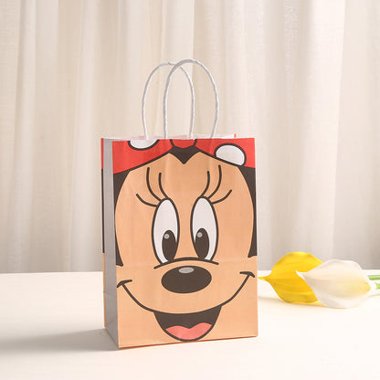 18 Pieces Princess Pink Kraft Paper for Girls Gifts Party FavorGoodie Bags Treat With Handle for Christmas,Birthday,and Celebrations Supplies (Mickey)
