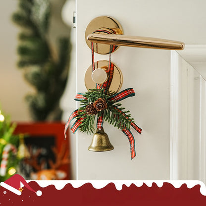 2PCS Velvets Bowknot Pinecone Bells Accessory Christmas Tree Hanging Pendant Ornament Stylish Door Handle Home Decoration