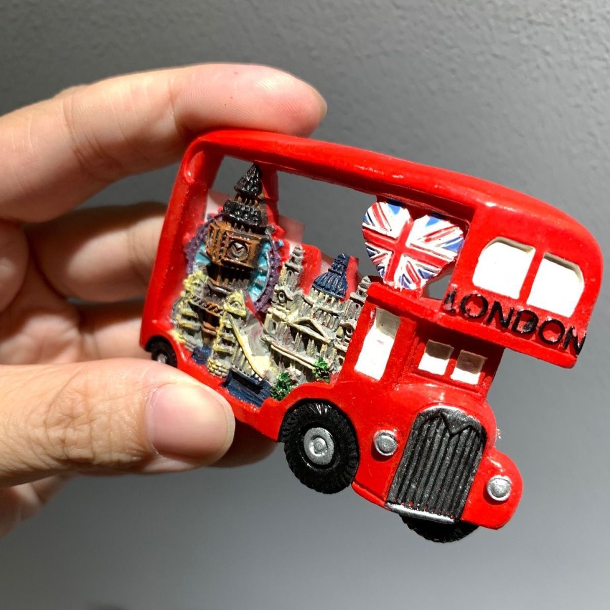 London 3D Metal Fridge Magnet London Eye Tower Bridge Big Ben Westminster Abbey Royal Guard Telephone Box Double Decker Bus England UK British Souvenir Gift (Telephone)