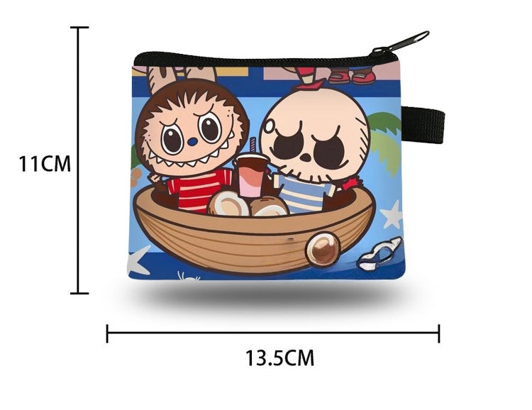 2 Pack Small Coin Purse, Cute Cartoon Wallet Mini Purse Holder for Women Girls Children, Oxford Pouch Small Change Bag for Coin, Credit Card, ID Card, Keys, Lipstick (Labubu)