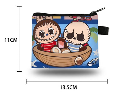 2 Pack Small Coin Purse, Cute Cartoon Wallet Mini Purse Holder for Women Girls Children, Oxford Pouch Small Change Bag for Coin, Credit Card, ID Card, Keys, Lipstick (Labubu)