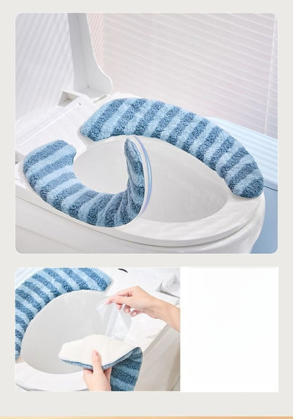 2PCS Bathroom Warmer Toilet Seat Cover Pads Soft and Portable Toilet Seat Cushion Pad Washable and Reusable Toilet Seat Pad