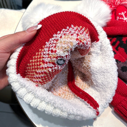 Kids Winter Beanie Hat Scarf for 2-10 Years Old Boys Girls.Outdoor Warm Fleece Lined Thermal Knit Fluffy Pom