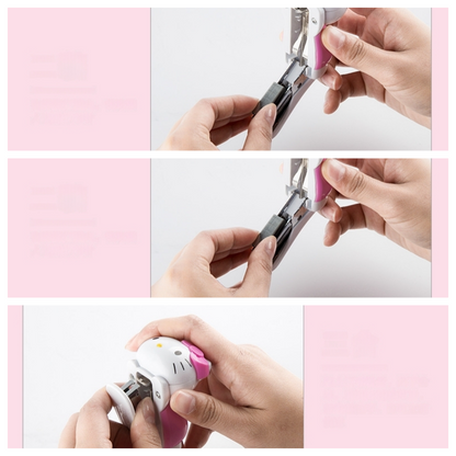 Mini Effortless Kitty Princess Desktop Staplers with 1000 Standard No.10 staples set Cute Stapler Gift for Student and Office School stationary Use （Hello Kitty）