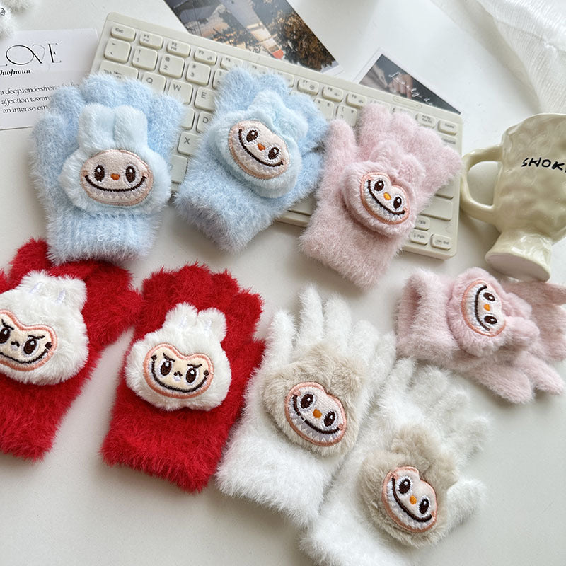 Full Finger Gloves Elsa Winter Knit Warm Mittens Soft Lined Fleece Thermal Outdoor Stretchy Gloves for Kids boys girls