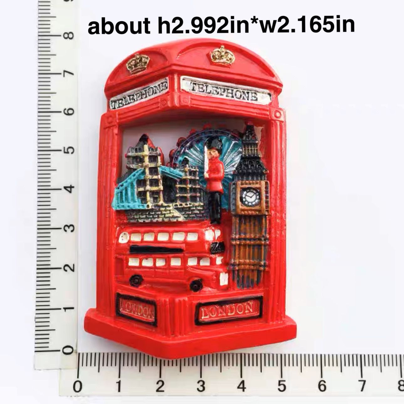 London 3D Metal Fridge Magnet London Eye Tower Bridge Big Ben Westminster Abbey Royal Guard Telephone Box Double Decker Bus England UK British Souvenir Gift (Bus)