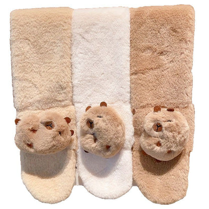 Kids Winter Beanie Scarf for 2-10 Years Old Boys Girls.Outdoor Warm Fleece Lined Thermal Knit Fluffy Pom