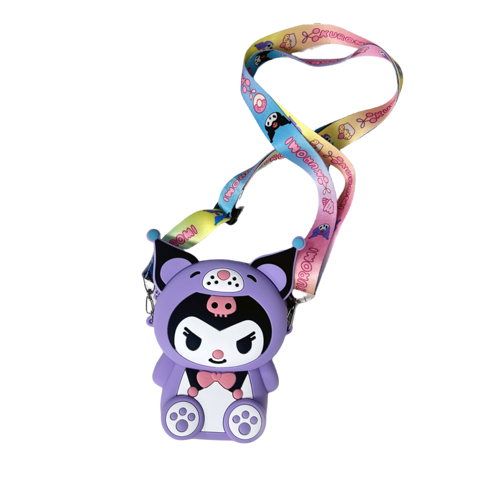 Kids Purse Girls Silicone Mini Children's Coin Purse Cute Cartoon Shoulder Bag Crossbody Bag Accessories Bags Adjustable Strap for Kids Gift Travel Holiday (Kuromi)