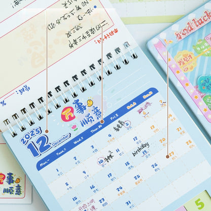 Capybara Desk Calendar 2026,Standing Flip Desktop Calendar from Jan 2026 to Dec 2026 - Metal Ring Twin-Wire Binding Monthly for Home Office School kid with Gashapon