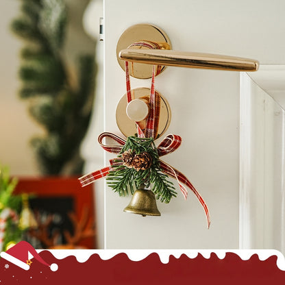2PCS Velvets Bowknot Pinecone Bells Accessory Christmas Tree Hanging Pendant Ornament Stylish Door Handle Home Decoration