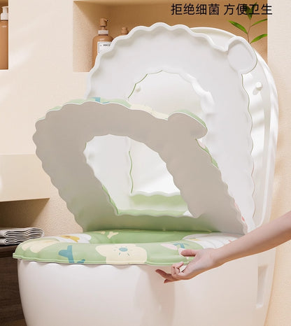 2PCS Bathroom Soft Thicker Warmer Warm waterproof Plush Stretchable Washable Cloth Toilet Seat Cover Pads