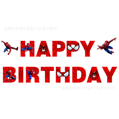 Spiderman Princess Frozen Tableware Set Birthday Celebration Party Set Birthday Decoration Set for Happy Banner, Plates, Cups Set,Napkins,Tablecloths for 20 Guests (Spiderman)
