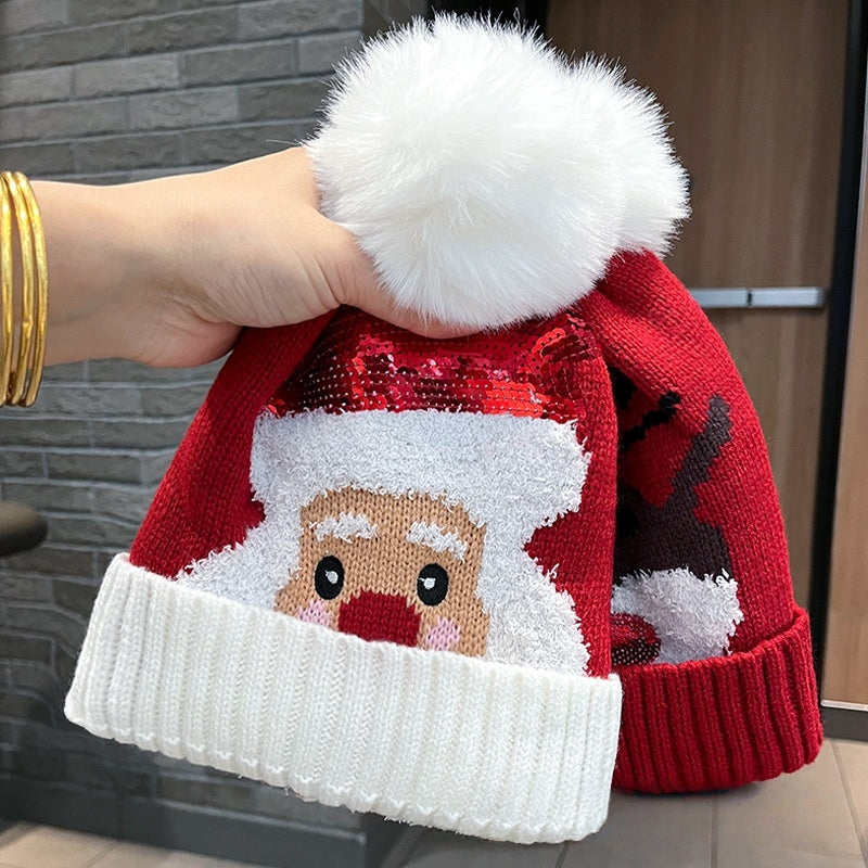 Kids Winter Beanie Hat Scarf for 2-10 Years Old Boys Girls.Outdoor Warm Fleece Lined Thermal Knit Fluffy Pom