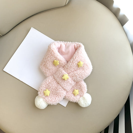 Kids Winter Beanie Scarf for 2-10 Years Old Boys Girls.Outdoor Warm Fleece Lined Thermal Knit Fluffy Pom (Pink)