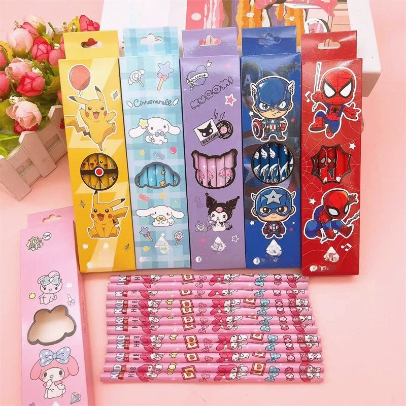 12 Pack Princess Spider HB Pencils with erasers Kids Children Party Bag Fillers School Office