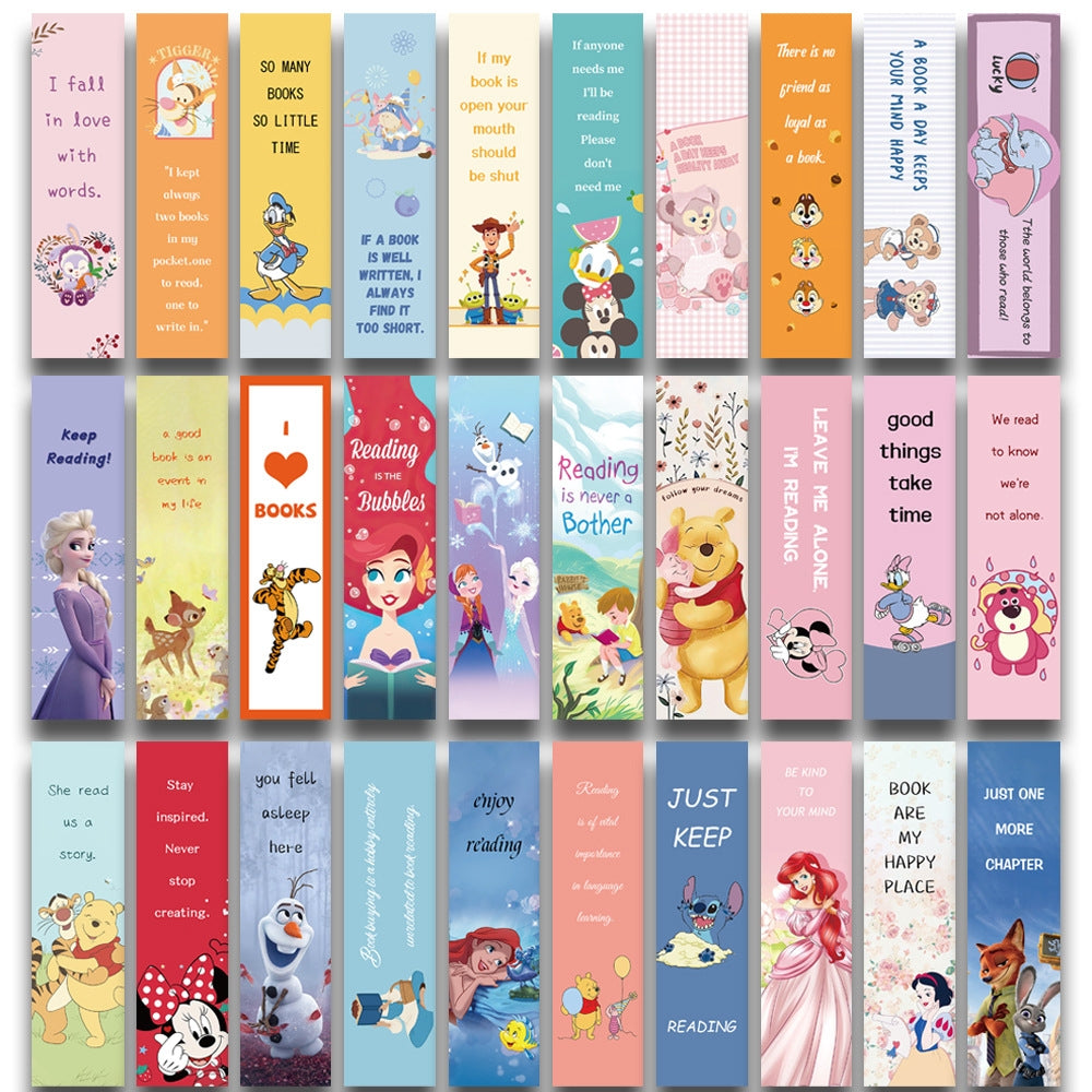 30PCS Children's Bookmarks, Bookmark Clips, Markings for Teachers, Students, Book Lovers, School Home Office Supplies Princess Mermaid Snow White