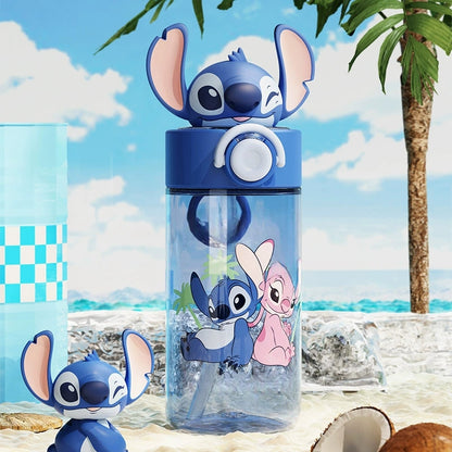 Water Bottle Reusable Kids 520ml PP with Two Lids Leak Proof with straw Lid BPA Free Drinking