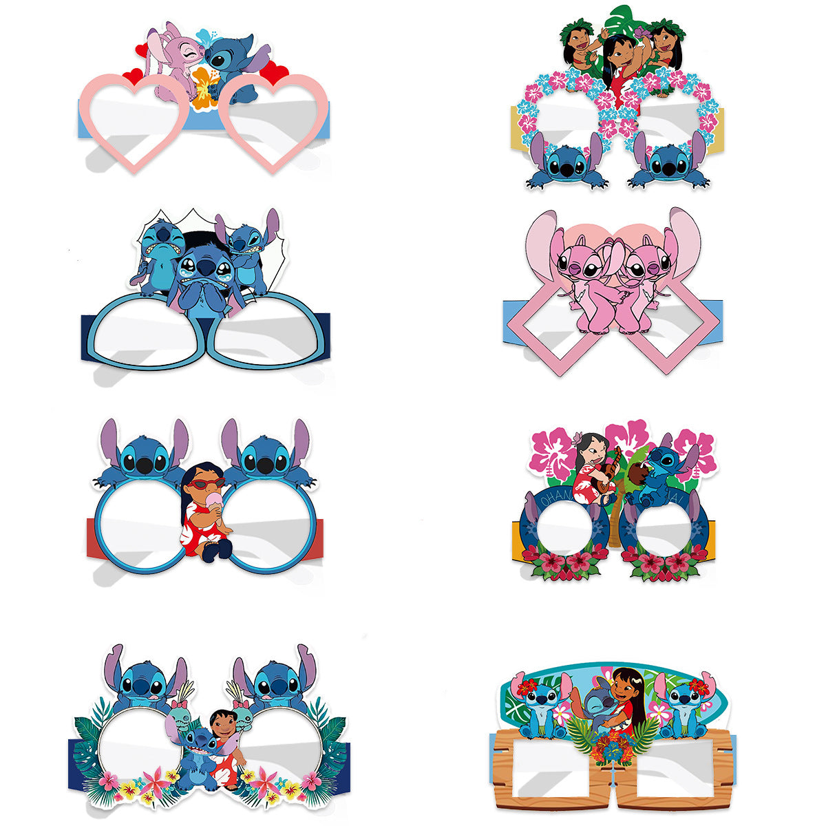 Stitch Party Eyeglasses Pack of 8,  Glasses Paper Material, Girls Boys Party Decorations Birthday Party Favors for Kids