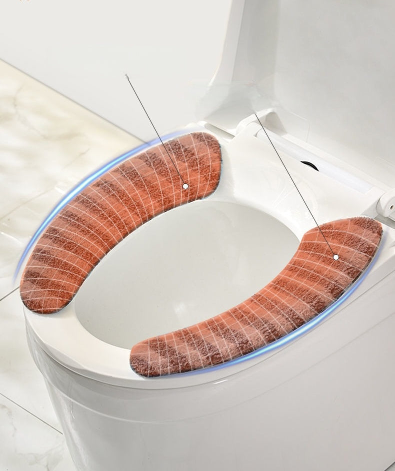 2PCS Bathroom Warmer Toilet Seat Cover Pads Soft and Portable Toilet Seat Cushion Pad Washable and Reusable Toilet Seat Pad