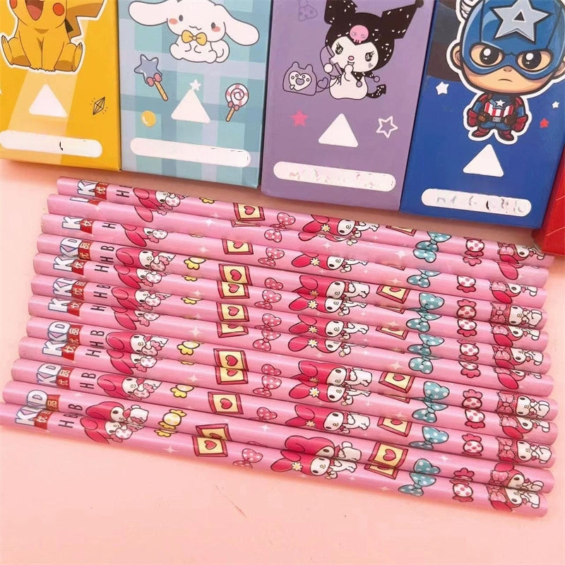 12 Pack Princess Spider HB Pencils with erasers Kids Children Party Bag Fillers School Office