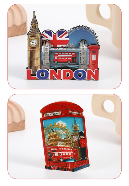 London 3D Metal Fridge Magnet London Eye Tower Bridge Big Ben Westminster Abbey Royal Guard Telephone Box Double Decker Bus England UK British Souvenir Gift (Bear)