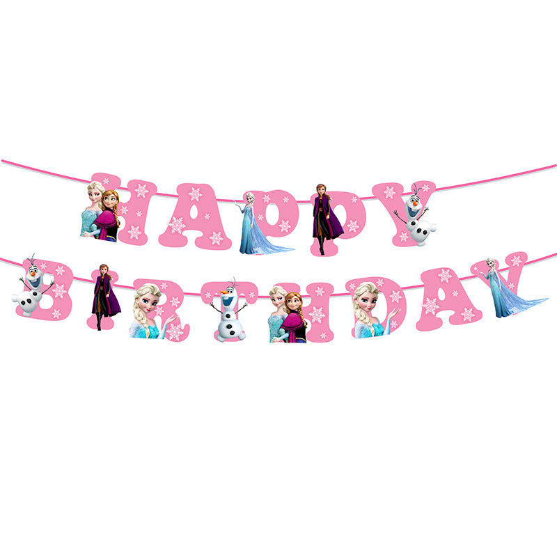 Stch Spider Princess Frozen Tableware Set Birthday Celebration Party Set Birthday Decoration Set for Happy Banner, Plates, Cups Set,Napkins,Tablecloths for 20 Guests