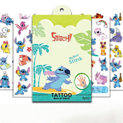 4 Sheets Kids Girls Princess Mermaid Temporary Tattoos Sticker Birthday Party Bag Fillers Favors Supplies Gifts Goodies,Fake Waterproof Temporary Tattoo Set(Stitch