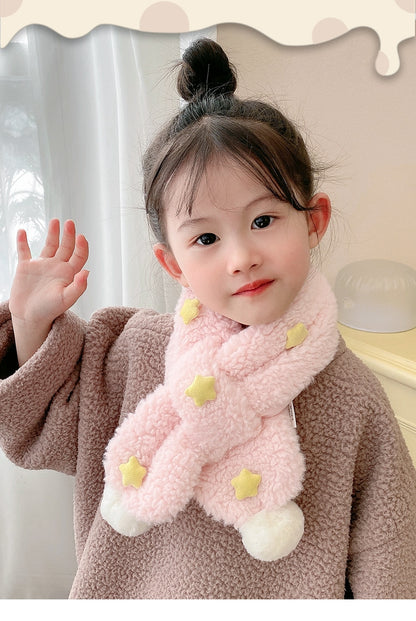 Kids Winter Beanie Scarf for 2-10 Years Old Boys Girls.Outdoor Warm Fleece Lined Thermall Knit Fluffy Pom (White)