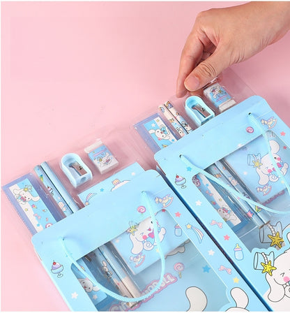 Capybara dog Stationery Set, School Stationery Set Include 2 Pencils, Ruler, Eraser and Pencil Sharpener, and notebook Birthday Gifts for Girls and Boys back to school