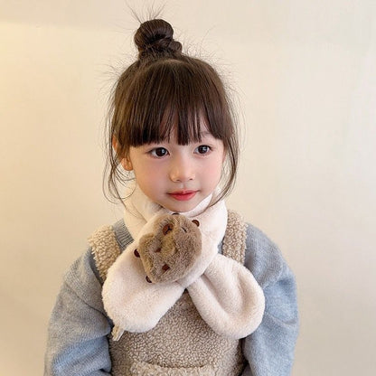 Kids Winter Beanie Scarf for 2-10 Years Old Boys Girls.Outdoor Warm Fleece Lined Thermal Knit Fluffy Pom