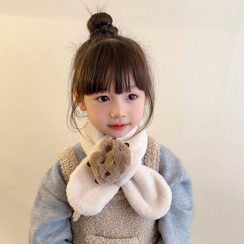 Kids Winter Beanie Scarf for 2-10 Years Old Boys Girls Outdoor Warm Fleece Lined Thermal Knit Fluffy Pom (Capybara)