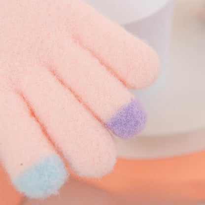 Full Finger Gloves Elsa Winter Knit Warm Mittens Soft Lined Fleece Thermal Outdoor Stretchy Gloves for Kids boys girls