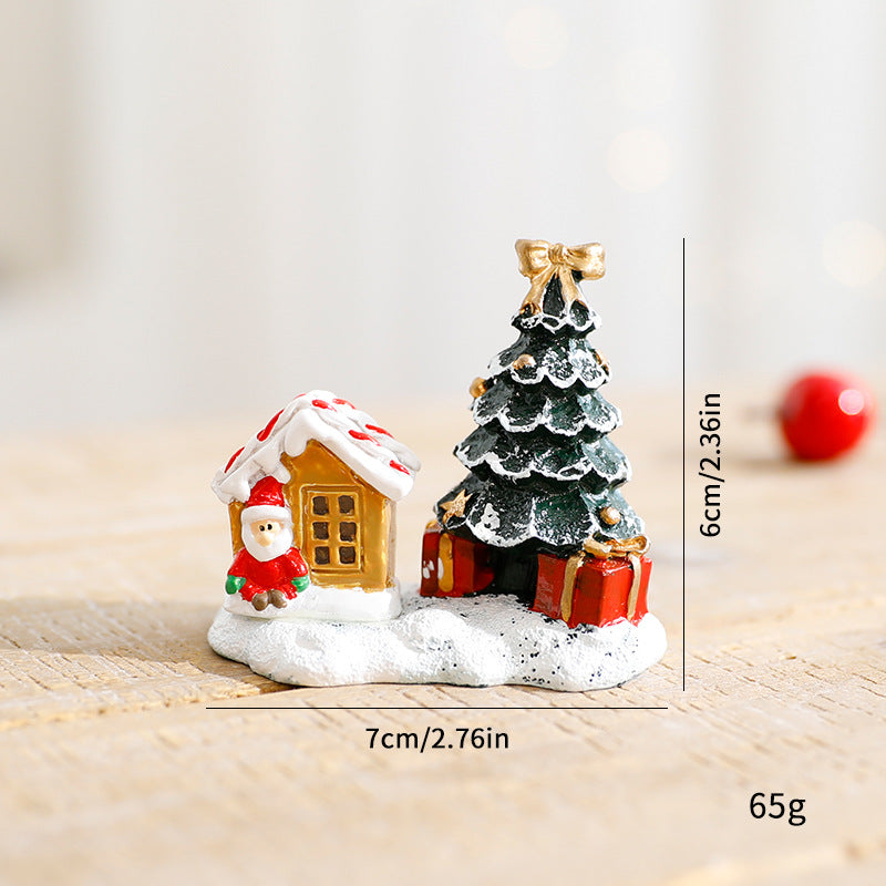 Christmas Miniature Ornament Kits Mini Xmas Style Figurines Reindeer Christmas Tree Cute Cartoon Xmas Decor for Home Garden Party Decor Desktop Decoration
