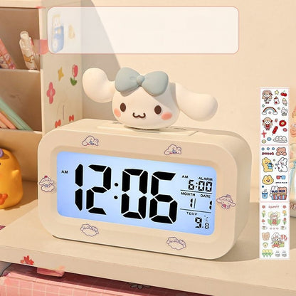 LED Digital Children Alarm Clock With Night Light - Light Alarm Clock for Girls Boys Teenagers School Back To School Gifts Dual Alarms Snooze Modes Temperature Dates display (Kuromi)