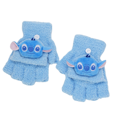 Fingerless Flap Cover Gloves Winter Knit Warm Mittens Soft Lined Fleece Thermal Outdoor Half Finger Gloves with Cover Convertible Flip Top for Kids