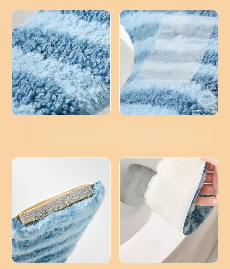2PCS Bathroom Warmer Toilet Seat Cover Pads Soft and Portable Toilet Seat Cushion Pad Washable and Reusable Toilet Seat Pad