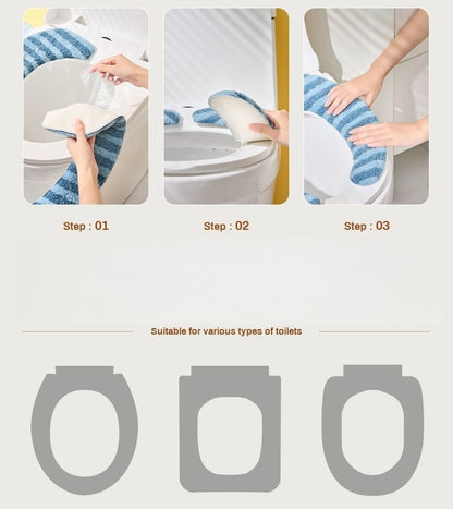 2PCS Bathroom Warmer Toilet Seat Cover Pads Soft and Portable Toilet Seat Cushion Pad Washable and Reusable Toilet Seat Pad