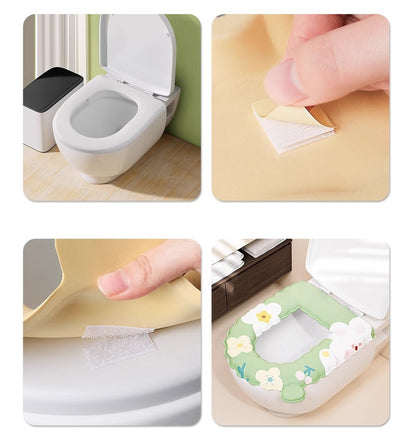 2PCS Bathroom Soft Thicker Warmer Warm waterproof Plush Stretchable Washable Cloth Toilet Seat Cover Pads