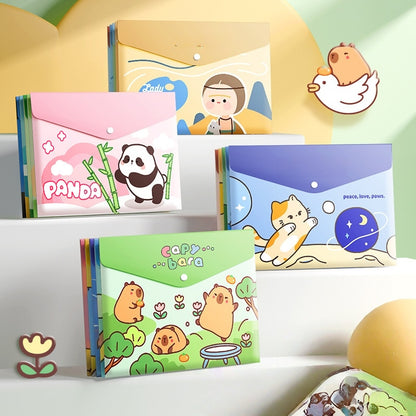 5PCS Plastic Wallets A4, 5 different designs Plastic Folders Popper Folder with Snap Closure, Lightweight Wallets for Document Office School Organization for Kids Adults