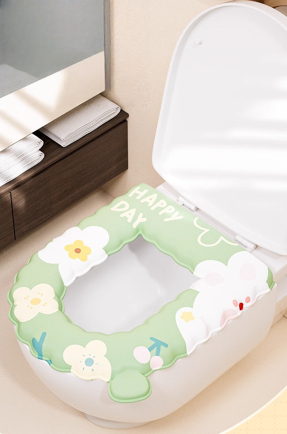 2PCS Bathroom Soft Thicker Warmer Warm waterproof Plush Stretchable Washable Cloth Toilet Seat Cover Pads