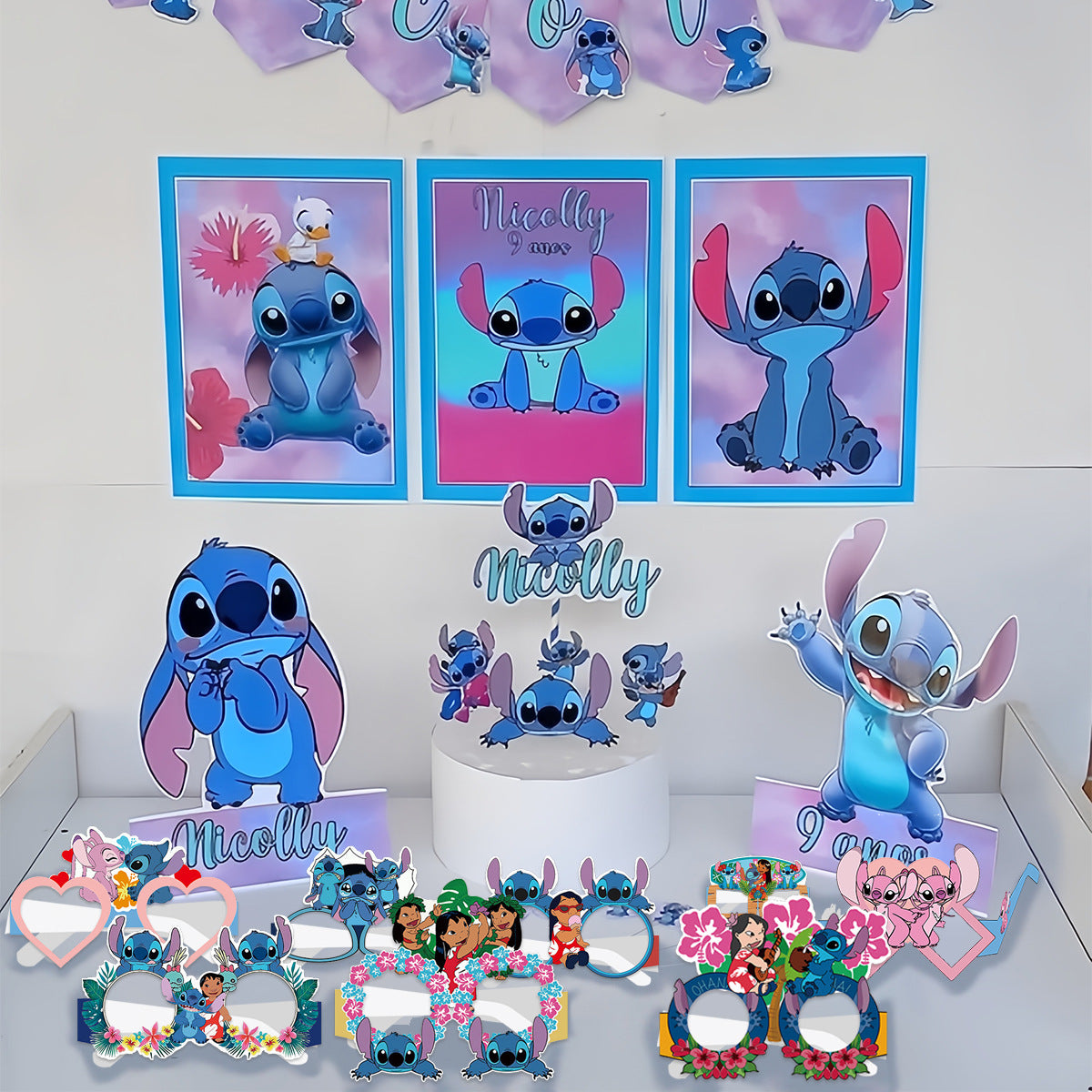 Stitch Party Eyeglasses Pack of 8,  Glasses Paper Material, Girls Boys Party Decorations Birthday Party Favors for Kids