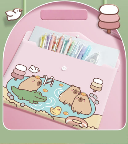 5PCS Plastic Wallets A4, 5 different designs Plastic Folders Popper Folder with Snap Closure, Lightweight Wallets for Document Office School Organization for Kids Adults